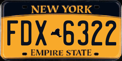NY license plate FDX6322