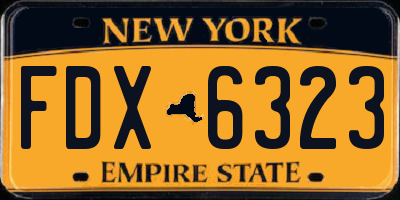 NY license plate FDX6323