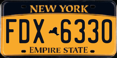 NY license plate FDX6330