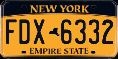 NY license plate FDX6332
