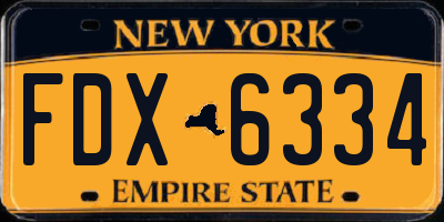 NY license plate FDX6334