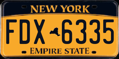 NY license plate FDX6335