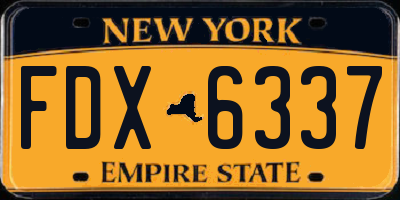 NY license plate FDX6337