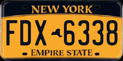 NY license plate FDX6338