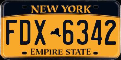 NY license plate FDX6342