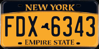 NY license plate FDX6343