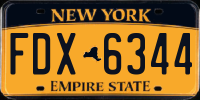 NY license plate FDX6344
