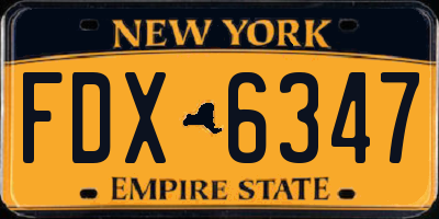NY license plate FDX6347