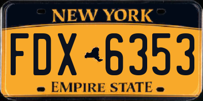 NY license plate FDX6353