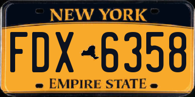 NY license plate FDX6358