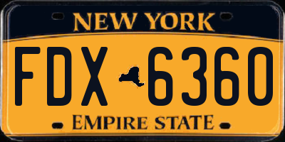 NY license plate FDX6360
