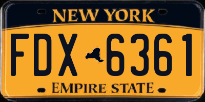 NY license plate FDX6361