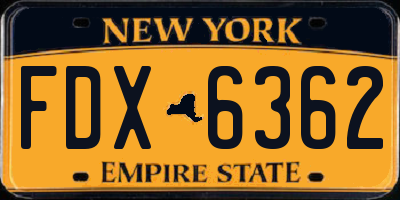 NY license plate FDX6362