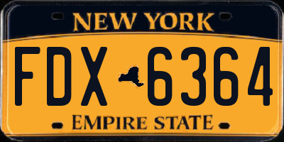 NY license plate FDX6364