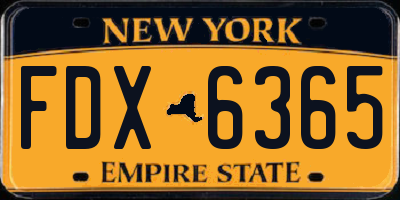 NY license plate FDX6365