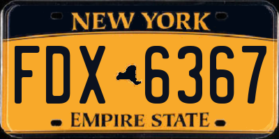 NY license plate FDX6367