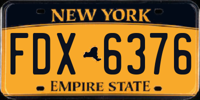 NY license plate FDX6376