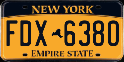 NY license plate FDX6380