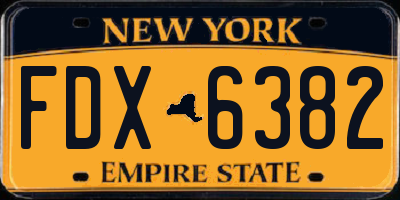 NY license plate FDX6382