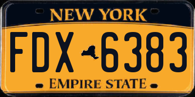 NY license plate FDX6383