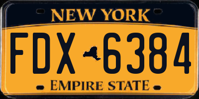 NY license plate FDX6384