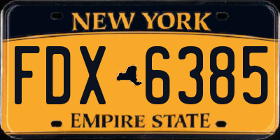 NY license plate FDX6385