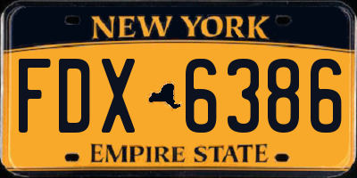NY license plate FDX6386