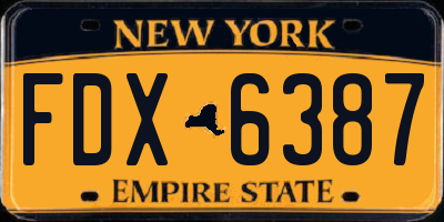 NY license plate FDX6387
