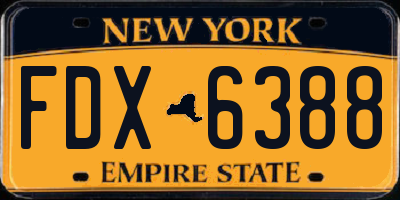 NY license plate FDX6388