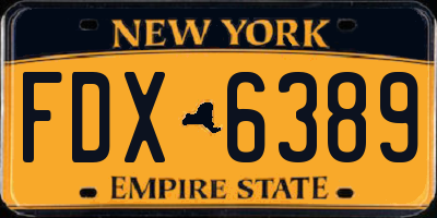 NY license plate FDX6389