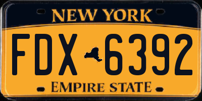 NY license plate FDX6392