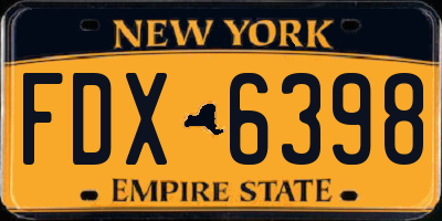 NY license plate FDX6398