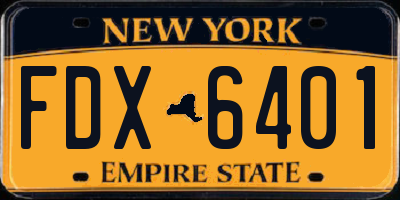 NY license plate FDX6401