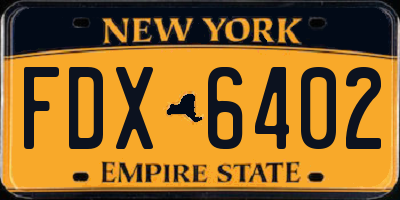 NY license plate FDX6402