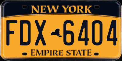 NY license plate FDX6404