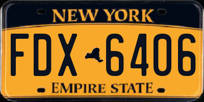 NY license plate FDX6406
