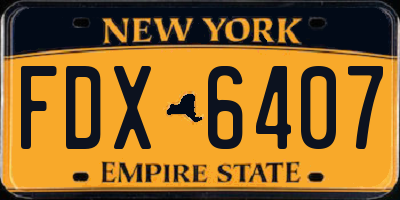 NY license plate FDX6407