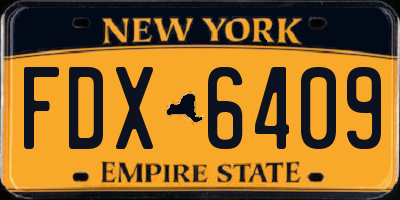 NY license plate FDX6409