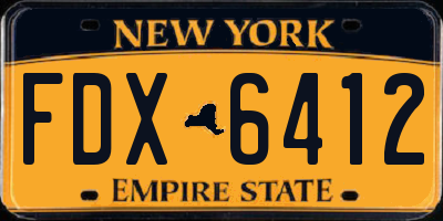 NY license plate FDX6412