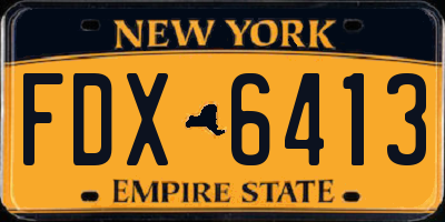 NY license plate FDX6413