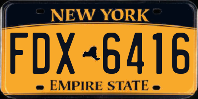 NY license plate FDX6416