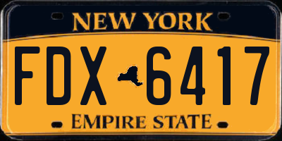 NY license plate FDX6417