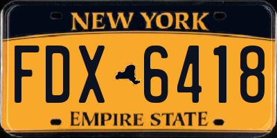 NY license plate FDX6418