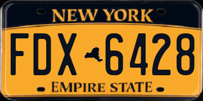 NY license plate FDX6428