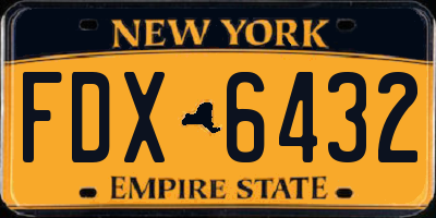 NY license plate FDX6432