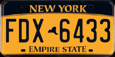 NY license plate FDX6433