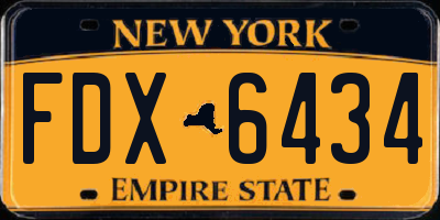 NY license plate FDX6434