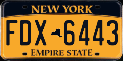 NY license plate FDX6443