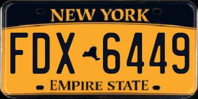 NY license plate FDX6449
