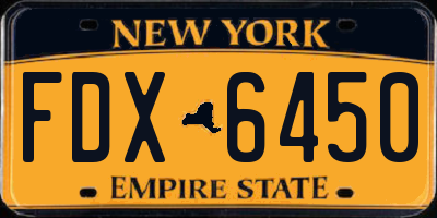 NY license plate FDX6450